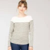 Marinière Femme Fond Grège Rayé Kaki