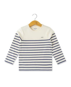 Marinière Garçon Fond Grège Rayé Bleu