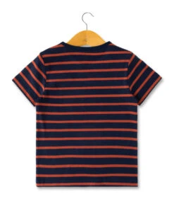 Marinière Manches Courtes Garçon Fond Bleu Marine Rayé Terracota -Terre De Marins prod 10053 mariniere mc fond indigo raye terracota ecogark 666x812 fc7ea0111e0b