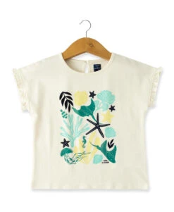 T-Shirt Fille Grège Imprimé