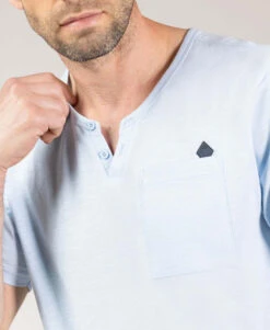 Tee-shirt Col Tunisien Bleu Azur Homme -Terre De Marins prod 10190 tee shirt mc bleu azurin agor 666x812 fc7ea0111e0b