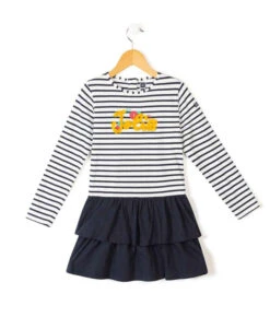 Robe Rayé Manches Longues Fille Effet 2 En 1