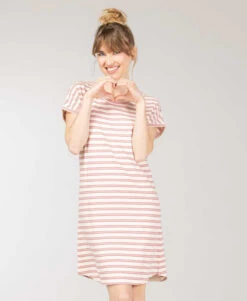 Chemise De Nuit Femme Rayé Rose