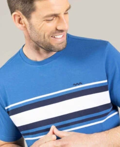 T-shirt Bleu Rayures Poitrine Homme -Terre De Marins prod 10289 tee shirt mc bleu moyen theau 666x812 fc7ea0111e0b