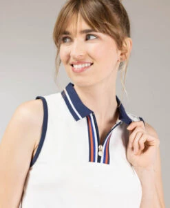 Polo Blanc Cassé Sans Manches Femme -Terre De Marins prod 10431 polo ssm blanc casse pobie 666x812 fc7ea0111e0b