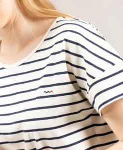 Robe En Jersey Rayé Avec Ceinture Femme -Terre De Marins prod 10443 robe mc fond grege raye indigo ranko 666x812 fc7ea0111e0b