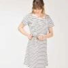 Robe En Jersey Rayé Avec Ceinture Femme -Terre De Marins prod 10444 robe mc fond grege raye indigo ranko 666x812 fc7ea0111e0b