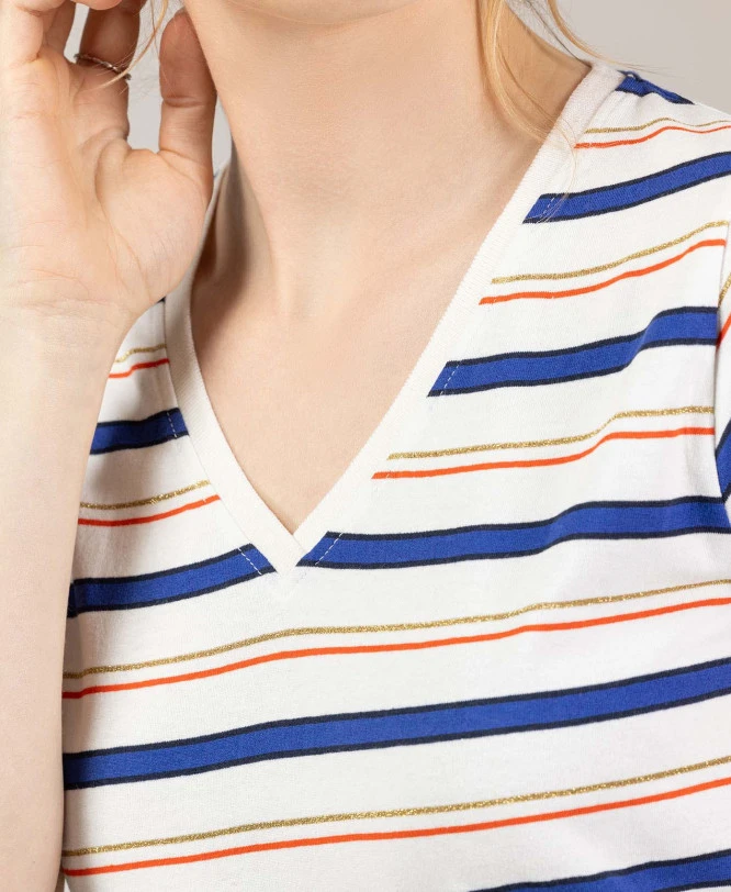 T-shirt Rayé Fils Métalisés Femme 4 T-shirt Rayé Fils Métalisés Femme – Image 2