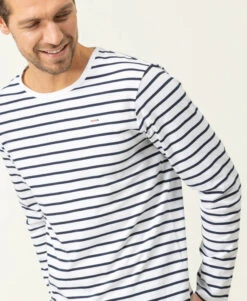 Marinière Homme Manches Longues Fond Blanc Rayé Bleu Marine 8 Marinière Homme Manches Longues Fond Blanc Rayé Bleu Marine -Terre De Marins prod 10532 mariniere ml fond blanc raye indigo ecohol 666x812 fc7ea0111e0b