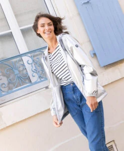 Coupe Vent Gris Argent Femme