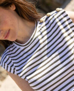 Robe Marinière été Kaki Femme -Terre De Marins prod 10598 robe mc fond grege raye kaki ronron 666x812 fc7ea0111e0b