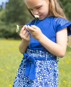 Ensemble Robe + Bandeau Bleu Fille