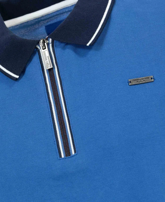 Polo Bleu Col Zip Homme 4 Polo Bleu Col Zip Homme – Image 2