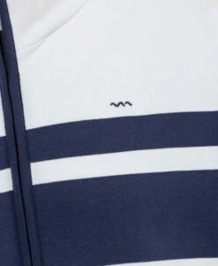 Veste En Molleton Rayures Placées Homme -Terre De Marins prod 10657 veste ml fond blanc raye indigo victorin 666x812 fc7ea0111e0b