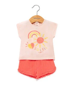 Ensemble T-shirt Imprimé + Short Corail Bébé Fille