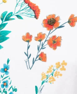 T-shirt Blanc Imprimé Floral Femme -Terre De Marins prod 1827 tee shirt mc blanc optique bleuet 666x812 fc7ea0111e0b