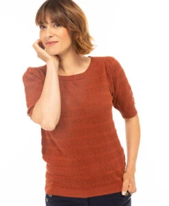 Pull Manches Courtes Rouille Femme -Terre De Marins prod 4018 pull rouille dolcy 666x812 fc7ea0111e0b