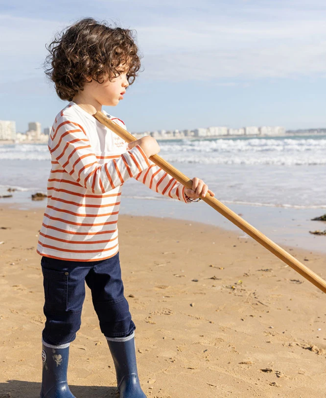 Marinière Garçon Orange/blanc 3 Marinière Garçon Orange/blanc