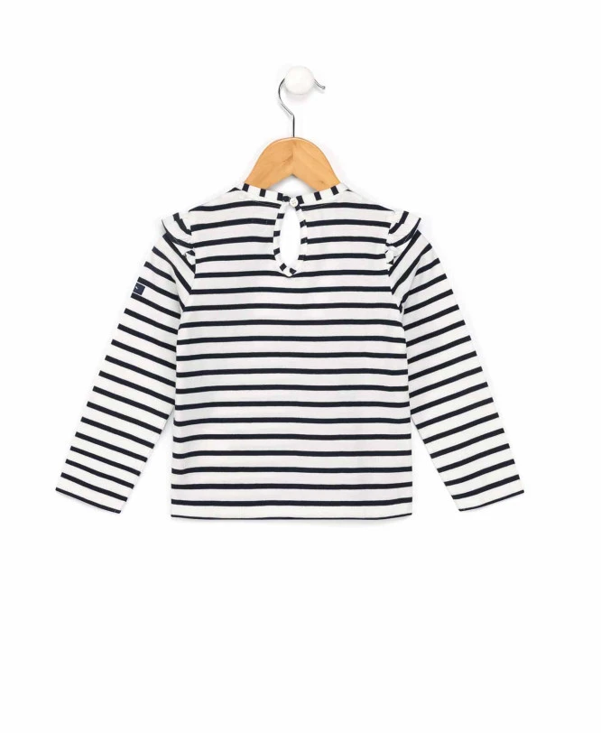 TEE SHIRT ML FOND NATUREL RAYE INDIGO BIANI 4 TEE SHIRT ML FOND NATUREL RAYE INDIGO BIANI – Image 2