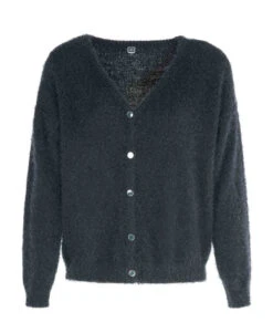 Gilet Poils Longs Bleu Nuit Femme