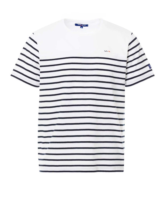 Marinière Manches Courtes Homme Fond Blanc Rayé Bleu Marine 3 Marinière Manches Courtes Homme Fond Blanc Rayé Bleu Marine
