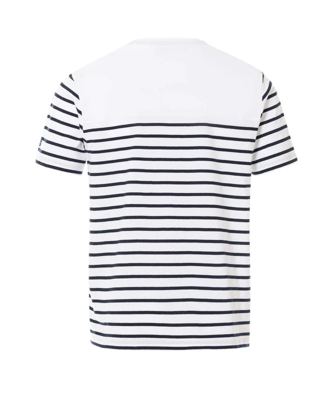 Marinière Manches Courtes Homme Fond Blanc Rayé Bleu Marine 4 Marinière Manches Courtes Homme Fond Blanc Rayé Bleu Marine – Image 2