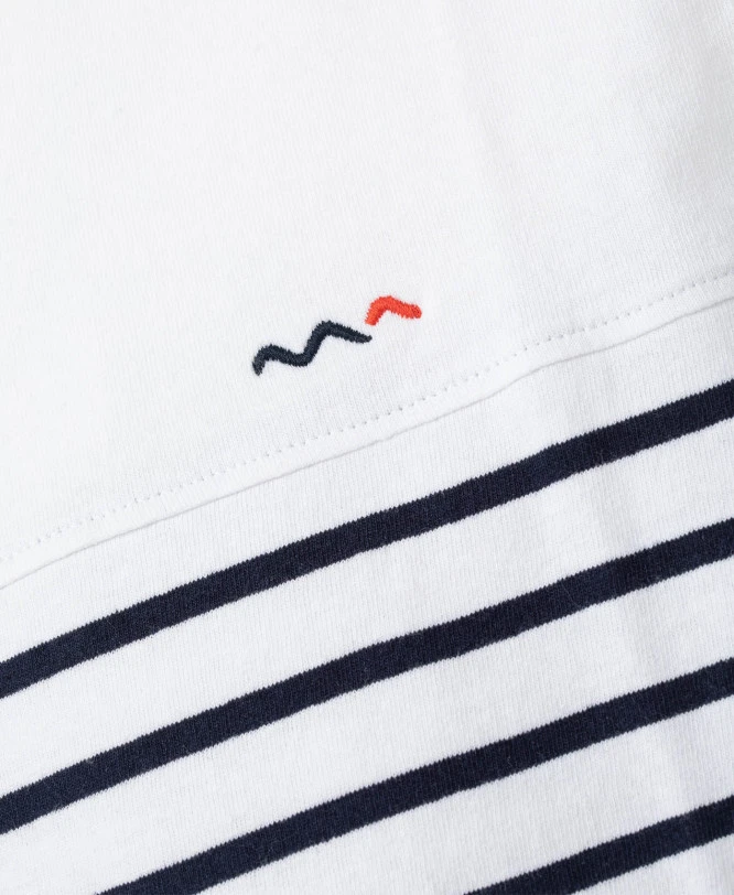 Marinière Manches Courtes Homme Fond Blanc Rayé Bleu Marine 5 Marinière Manches Courtes Homme Fond Blanc Rayé Bleu Marine – Image 3