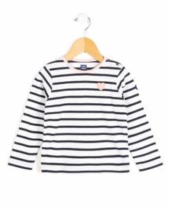 MARINIERE ML FOND BLANC RAYE INDIGO POBATI