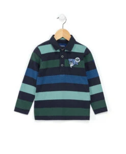 POLO ML FOND BLEU RAYE MULTICOLOR BATURO