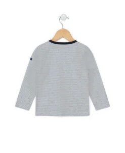 T-shirt Imprimé Garçon à Rayures 6 T-shirt Imprimé Garçon à Rayures -Terre De Marins prod 4660 tee shirt ml fond naturel raye indigo caridos 666x812 fc7ea0111e0b