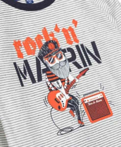 T-shirt Imprimé Garçon à Rayures 7 T-shirt Imprimé Garçon à Rayures -Terre De Marins prod 4661 tee shirt ml fond naturel raye indigo caridos 666x812 fc7ea0111e0b