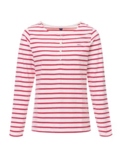 TEE SHIRT ML FOND NATUREL RAYE ROSE ACCOT