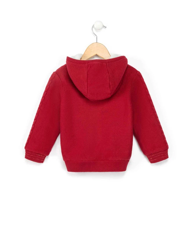 Veste Tricot Zippée Rose Framboise Fille 4 Veste Tricot Zippée Rose Framboise Fille – Image 2