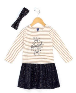 Robe Fille Effet 2 En 1 + Bandeau