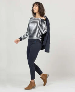 Pull Marinière Bleu Marine Femme