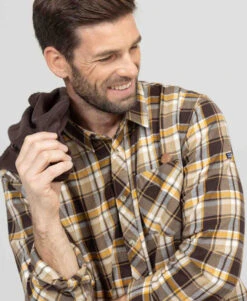 Chemise à Carreaux Marron Homme