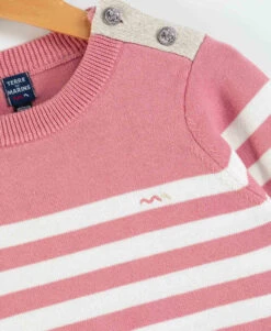 Pull Marin Rose Et Blanc Fille -Terre De Marins prod 5293 pull fond rose raye blanc bolaba 666x812 fc7ea0111e0b