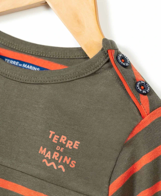 Marinière Manches Longues Garçon Orange/kaki 5 Marinière Manches Longues Garçon Orange/kaki – Image 3