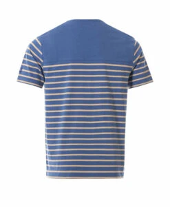 Marinière Manches Courtes Homme Bleu/beige -Terre De Marins prod 5730 mariniere mc fond bleu raye sable gaspar 666x812 fc7ea0111e0b