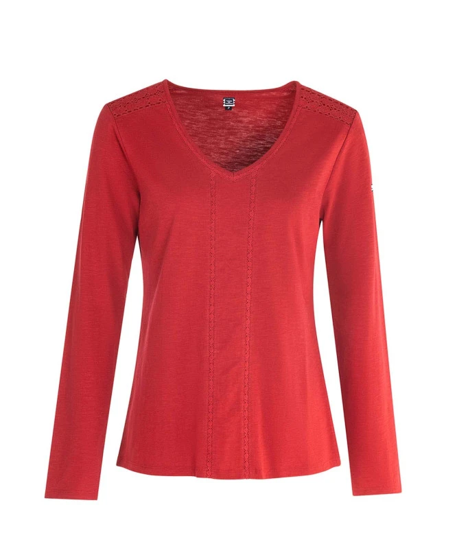 T-shirt Rouge Manches Longues Femme 3 T-shirt Rouge Manches Longues Femme
