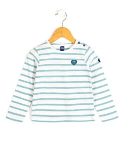 MARINIERE ML FD NATUREL RAYE VERT D'EAU POBATI