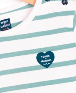 MARINIERE ML FD NATUREL RAYE VERT D'EAU POBATI -Terre De Marins prod 5884 mariniere ml fd naturel raye vert d eau pobati 666x812 fc7ea0111e0b