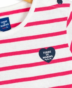 Marinière Manches Courtes Rose/blanc Fille -Terre De Marins prod 5887 mariniere mc fd naturel ry rose hibiscus pobati bis 666x812 fc7ea0111e0b