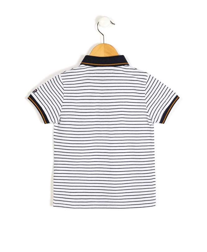 POLO MC FOND BLANC RAYE BLEU CARNO 4 POLO MC FOND BLANC RAYE BLEU CARNO – Image 2