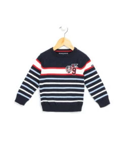 Pull Rayé Bleu Marine Garçon
