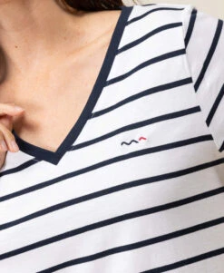 Marinière Manches Courtes Femme Fond Blanc Rayé Bleu Marine 9 Marinière Manches Courtes Femme Fond Blanc Rayé Bleu Marine -Terre De Marins prod 6587 mariniere mc fond blanc raye indigo palava 666x812 fc7ea0111e0b