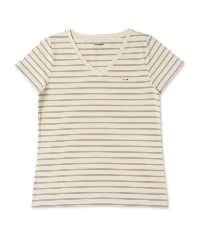 Marinière éco Conçue Femme Manches Courtes Grège/sable 3 Marinière éco Conçue Femme Manches Courtes Grège/sable