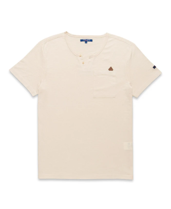 T-shirt Col Tunisien Grège Homme 4 T-shirt Col Tunisien Grège Homme – Image 2