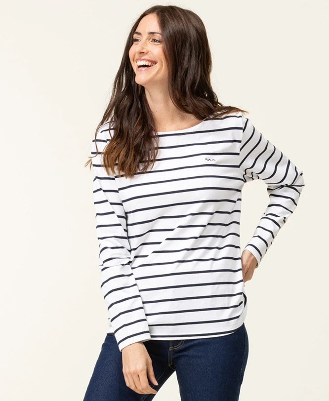 Marinière Femme Fond Blanc Rayé Bleu Marine 3 Marinière Femme Fond Blanc Rayé Bleu Marine