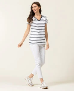 Marinière Manches Courtes Femme Fond Blanc Rayé Bleu Marine 10 Marinière Manches Courtes Femme Fond Blanc Rayé Bleu Marine -Terre De Marins prod 6680 mariniere mc fond blanc raye indigo palava 666x812 fc7ea0111e0b